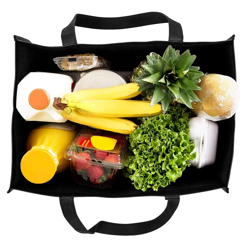 10 Pieces Heavy Duty Kitchen Reusable Grocery Bags Durable Shopping Tote with Handle Stands Upright Foldable (Black) | Дом и сад