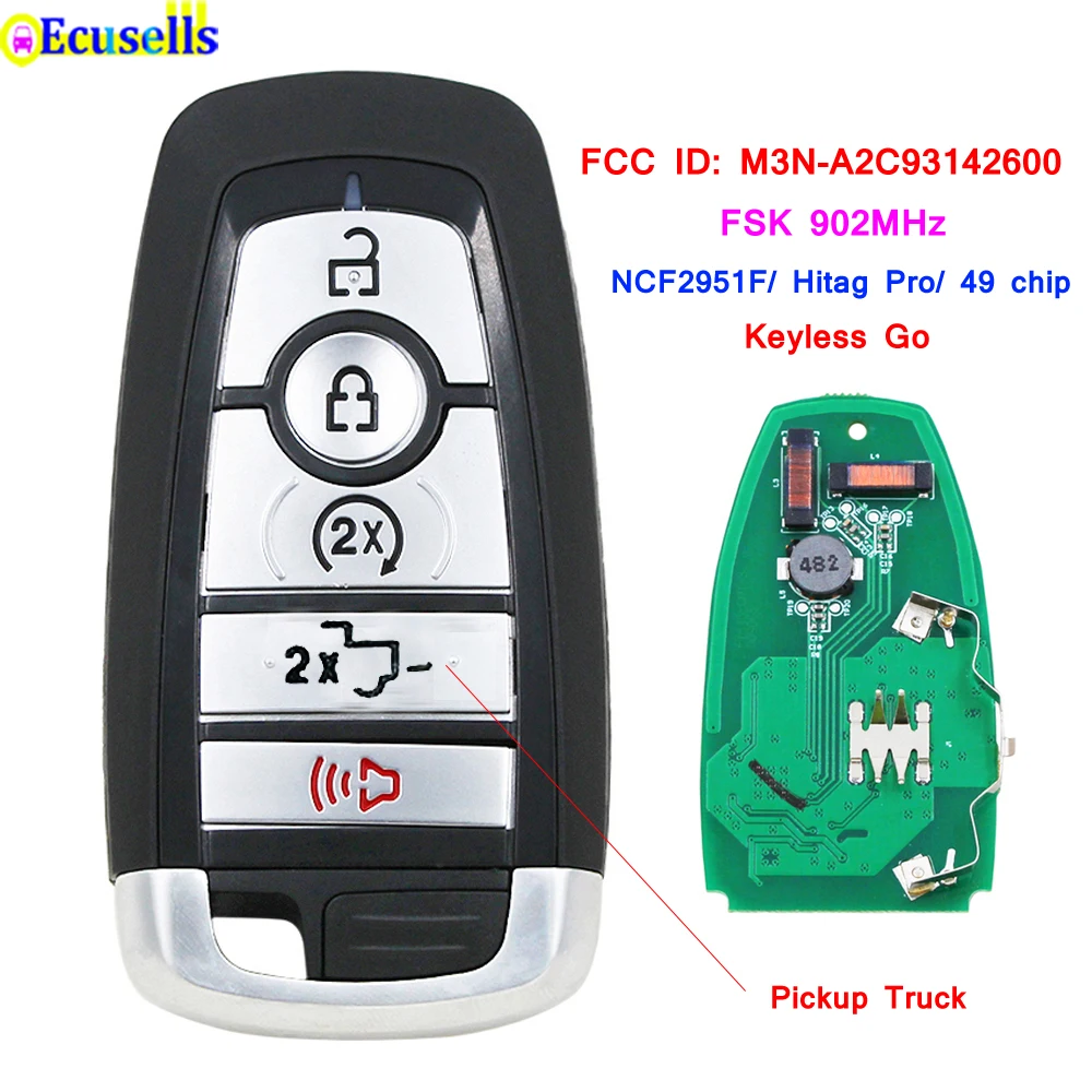5 кнопки без ключа Go Смарт дистанционные брелки для ключей FSK 902 МГц NCF2951F/HITAG PRO/49