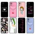 Черный чехол из ТПУ для Xiaomi Redmi 9T, чехол для Redmi Note 9T, Note 10 Pro, чехол для медсестры, медицинской медицины, сердца