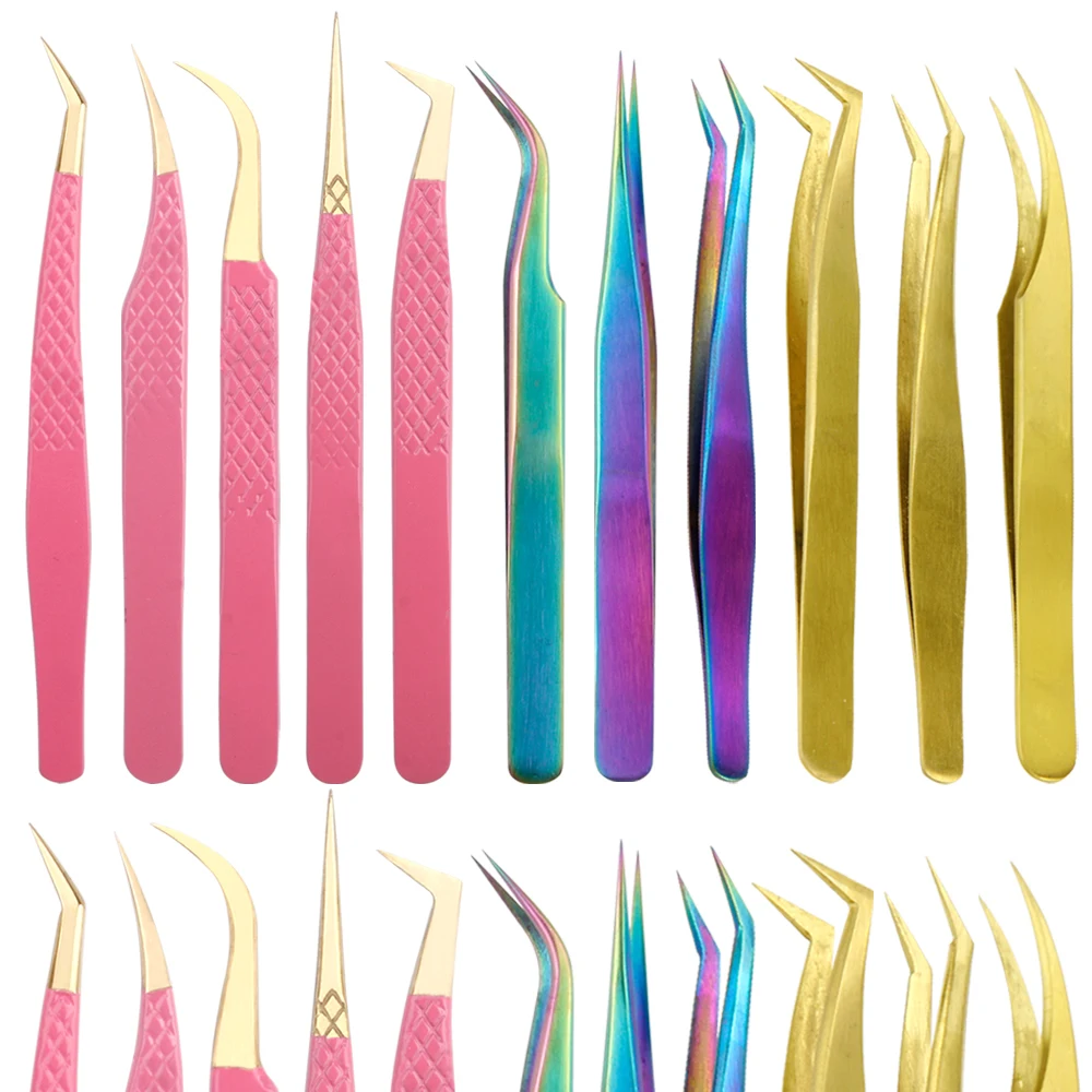 

1Pcs Makeup Eyelash Tweezers Professional Lash Extension Clip 3D Volume Lashes Eyebrow Pincet Beauty Anti-static 100% Closure