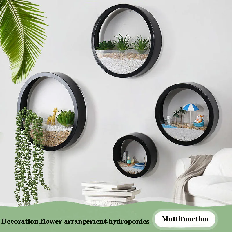 Современная круглая железная настенная ваза домашний декор для гостиной