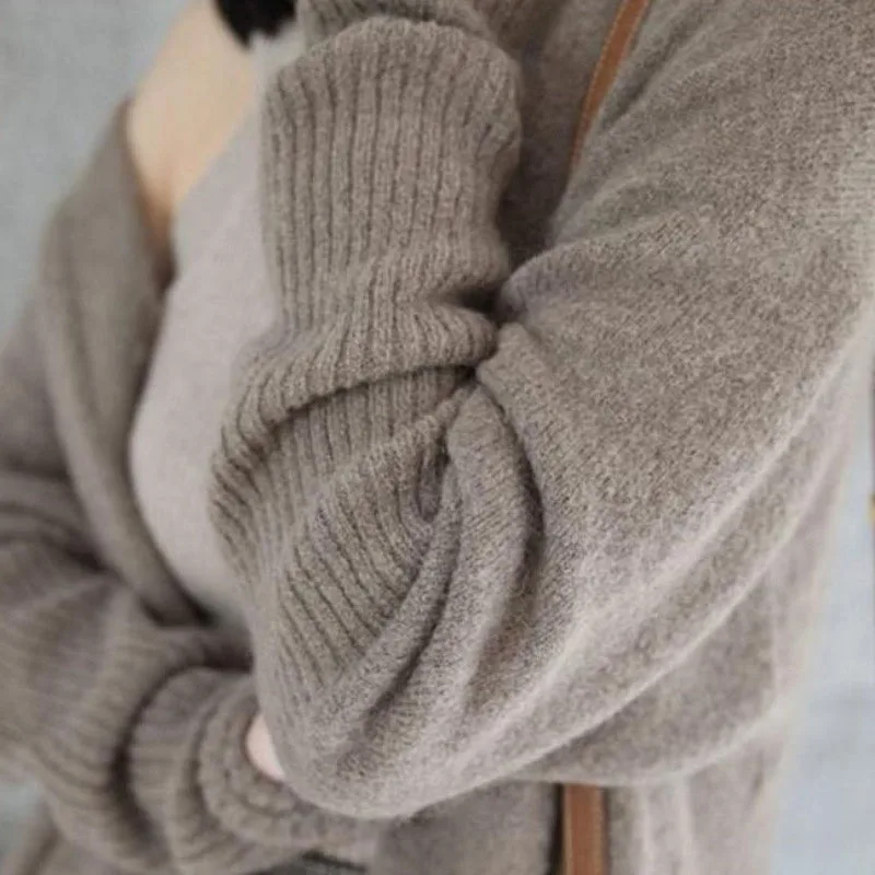 

Casual Long Cardigans Women Full Sleeve Korean Lazy Wind Sweater Cardigans 2021 Autumn Loose Elegant Knitwear Feminina LD2221