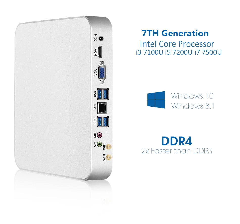 XCY Мини ПК компьютер Intel Core i7 7500U i5 7200U процессор windows/10 linux игровой ПК 4 к UHD HTPC HDMI VGA WiFi Настольный X26UL