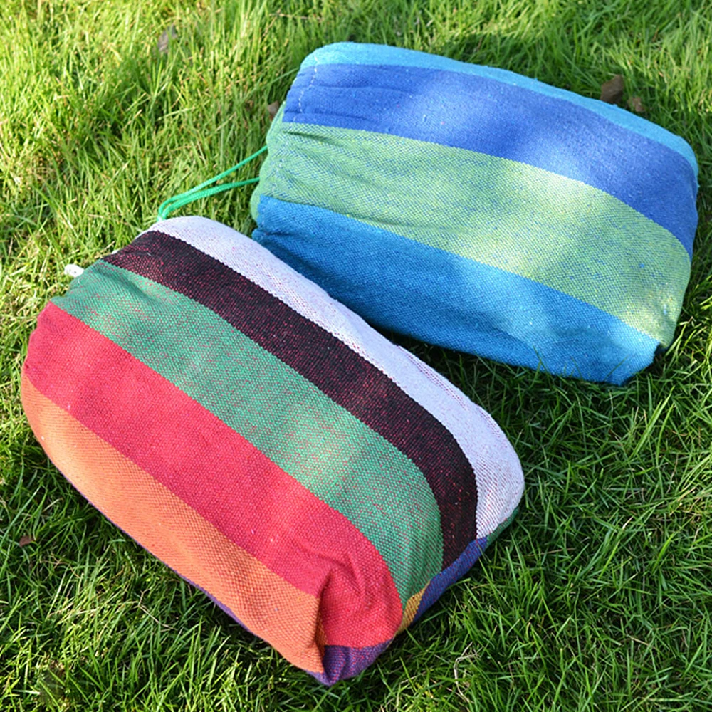 

Single/Double Portable Canvas Hammock Travelling Outdoor Picnic Wooden Swing Chair Camping Hanging Bed Garden Furniture