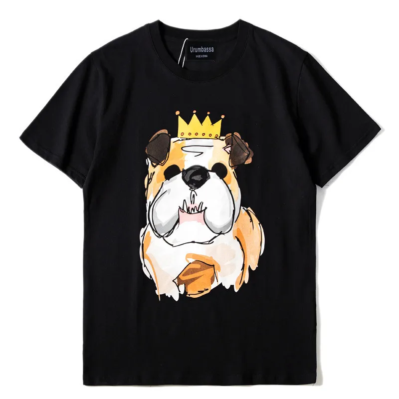 

European style women/Men casual loose Summer fashion hip hop T shirts Chic dog print Tops Tees S367