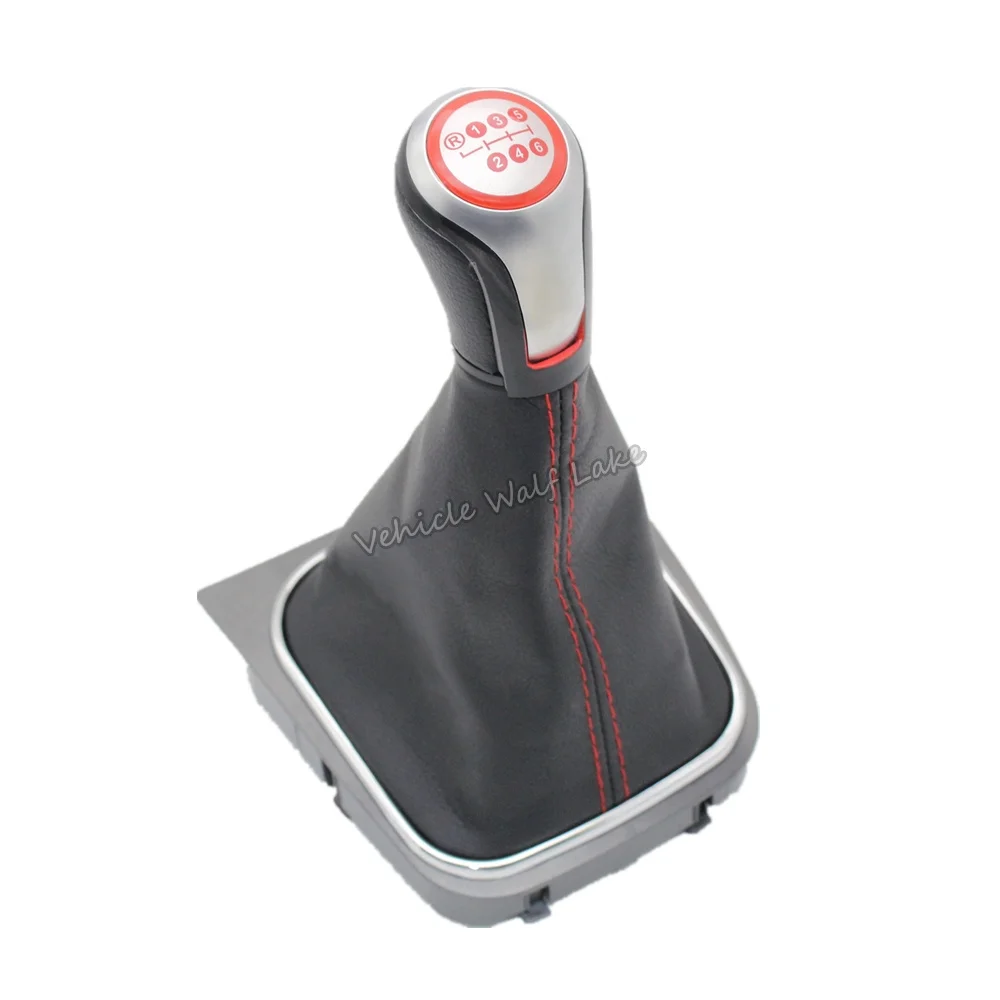 Оранжевый Для VW Golf 5 V A5 MK5 GTI GTD R32 2004 2005 2006 2007 2008 2009 автомобиля 5 Скорость 6 Скорость на палке с машинкой Шестерни рукоятка рычага переключения передач с кожаные ботинки - Название цвета: Оранжевый