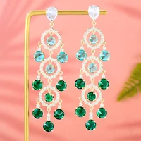 kellybola fashion luxury high quality geometric color zircon pendant earrings ladies wedding party daily anniversary jewelry