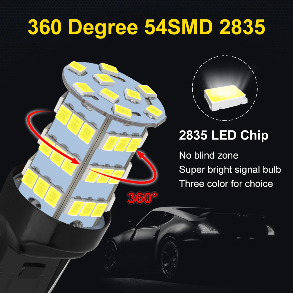 2 шт. супер яркий светодиод T20 7440 7443 W21W WY21W чипы 54SMD 2835 T25 3157 автомобильная резервная