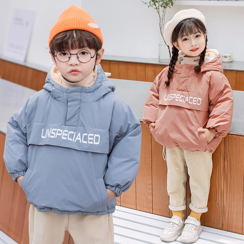 Новинка 2020 года Детская однотонная куртка из овчины для мальчиков и девочек