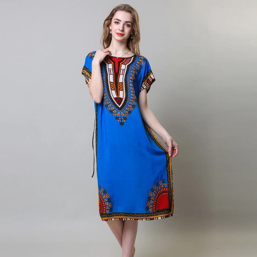 Свободное Африканское платье для женщин длинное с 3D принтом Дашики Женская