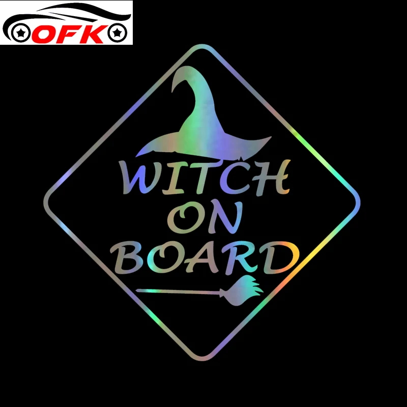 

Cars Witch Warning Car Sticker Fashion PVC Windshield Decorative Accessories Waterproof Anti-UV Decal Reflective Laser