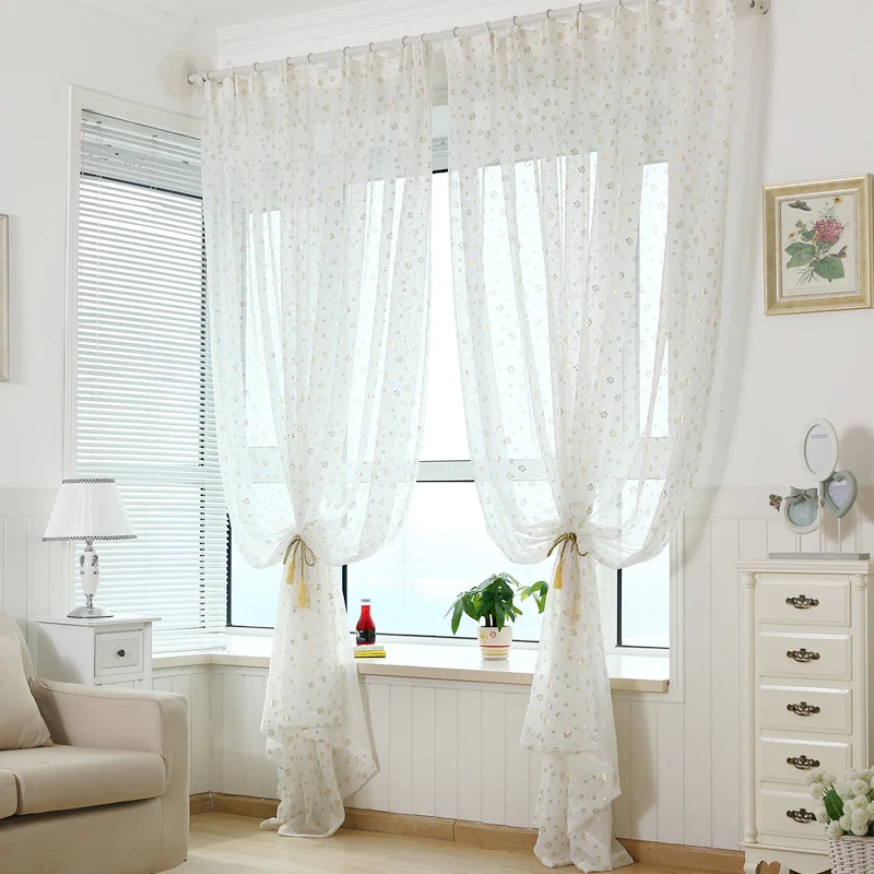 MYRU корейский американский белый цвет со звездами вуаль занавески Золотые