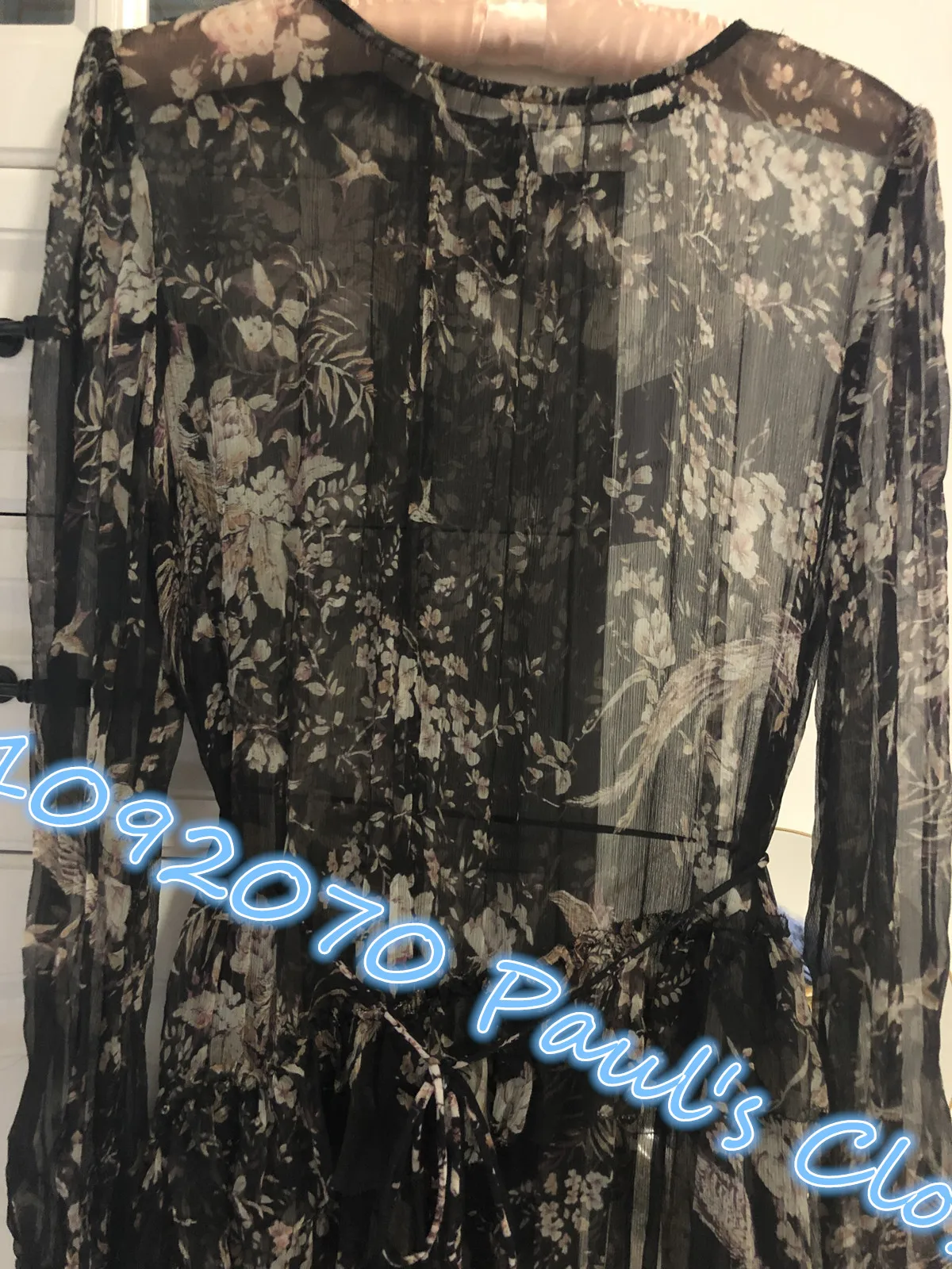 Женское шелковое платье из жоржета с оборками длинными рукавами | Женская одежда