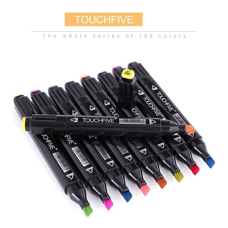 TOUCHFive Одиночная манга Рисование Искусство маркеры двойная головка на спиртовой основе Марка ручки кисть для эскиза ручка товары для рукоделия дизайнерская Краска Ручка