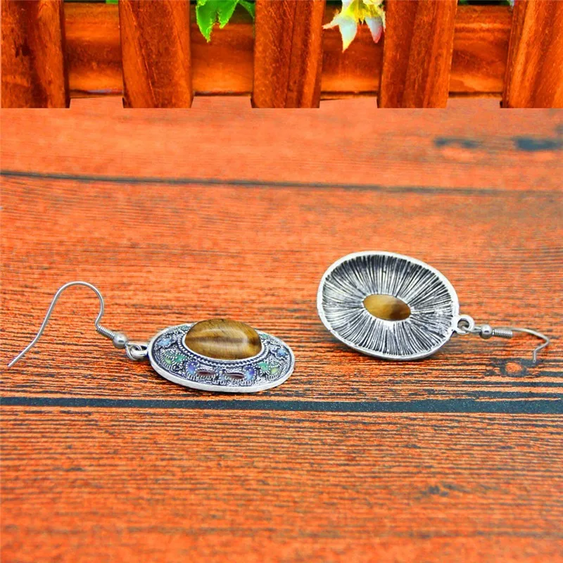 Ювелирные наборы с натуральным тигровым глазом ручная роспись цветочный завод