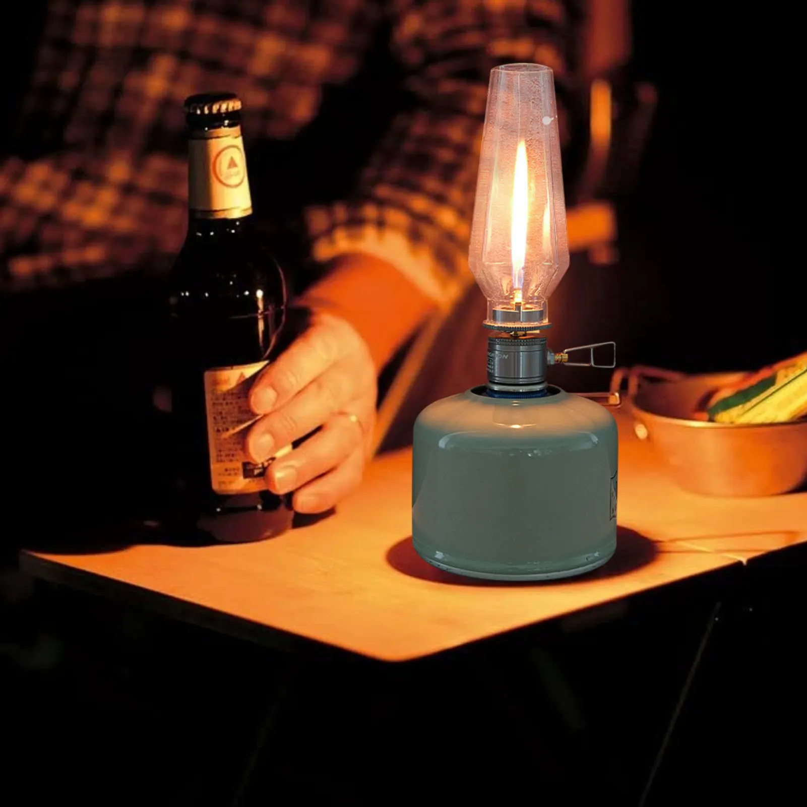 

Camping Tent Light Coreless Candle Light Sponge Liner Tent Lamp Stainless Steel High Temperature Resistant Glass Light