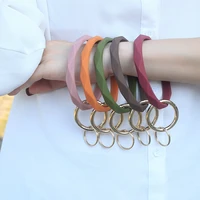 solid color fashion o type keychain silica gel wristlet wristband key ring unisex trendy simple circle key chain bangle jewelry