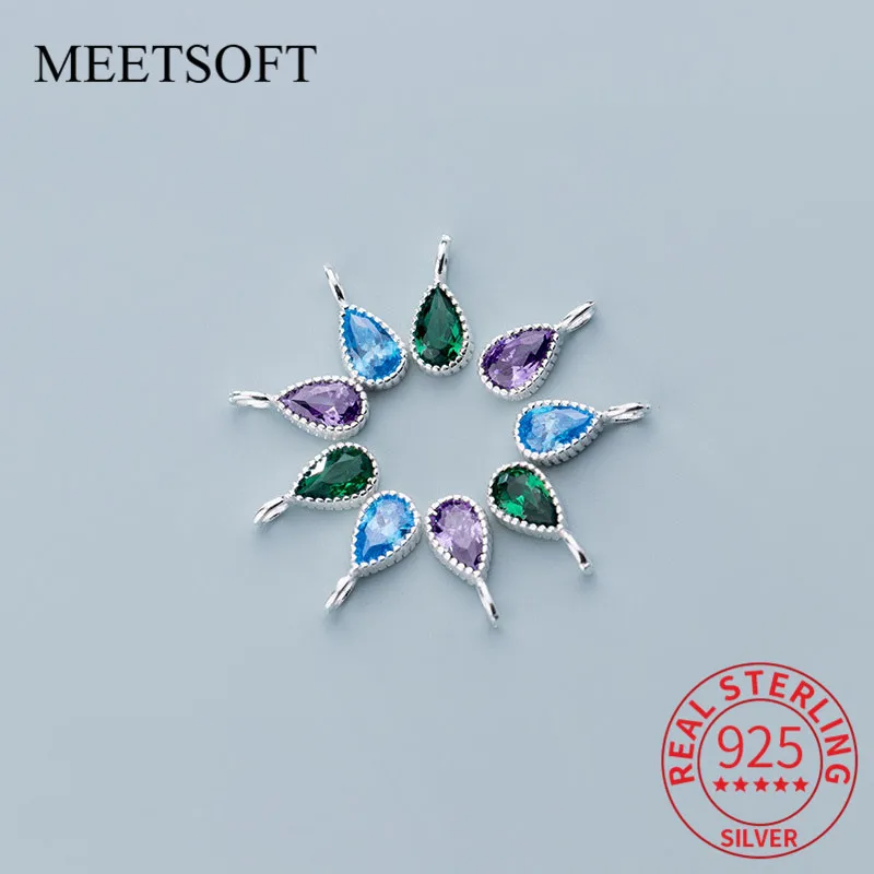 

MEETSOFT, романтическое ювелирное изделие из стерлингового серебра 925 пробы в виде капли воды, яркие аксессуары ручной работы для самостоятельного изготовления ювелирных изделий