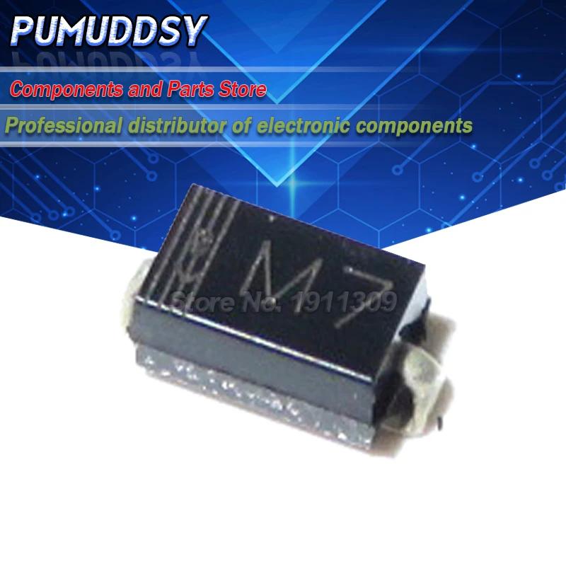 100 шт. диод M7 1N4007 SMD 1A 1000 В IN4007 выпрямительный диод|Интегральные схемы| |