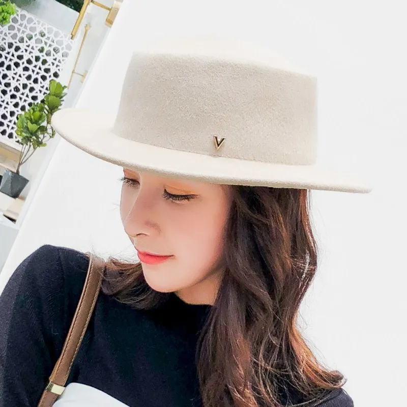 100% шерсть новая шерстяная шляпа гладкая для женщин фетровая мягкая с широкими