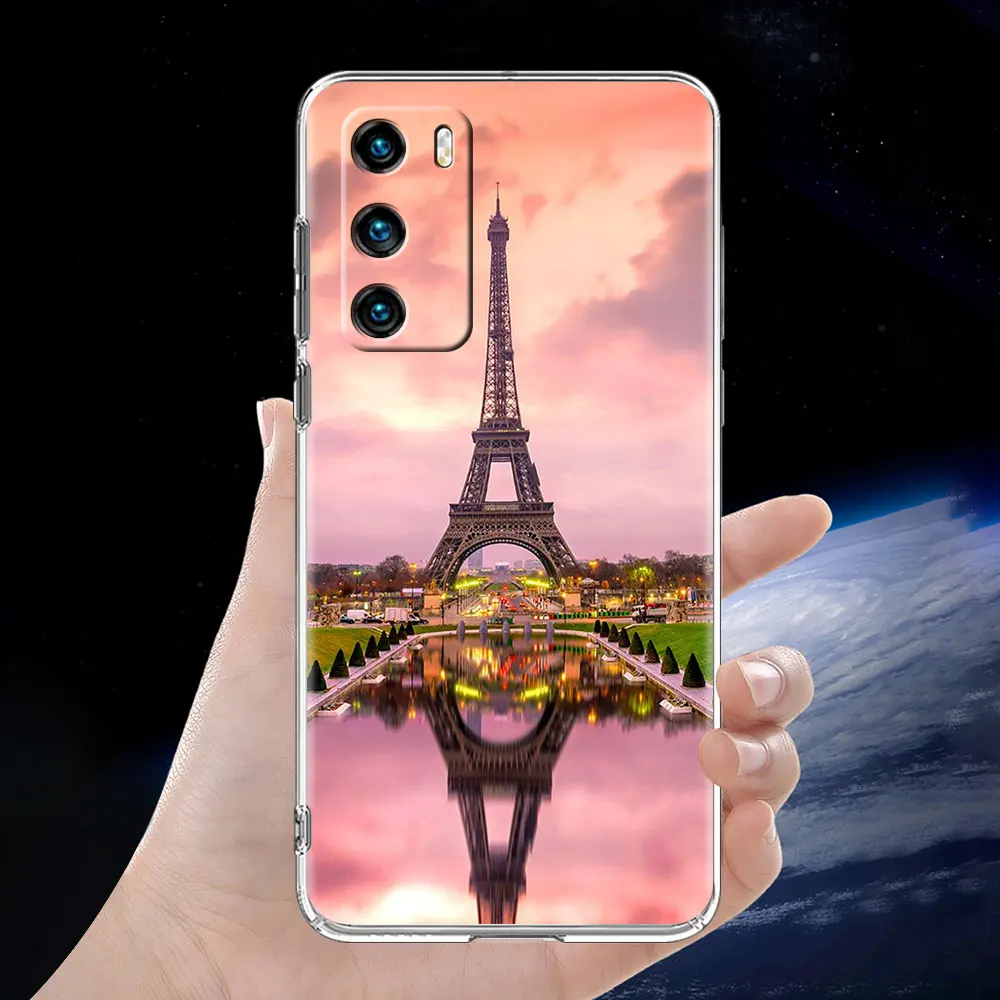 Мягкий чехол с изображением известной Эйфелевой башни для Huawei P Smart Z P40 P30 Lite P20 Pro