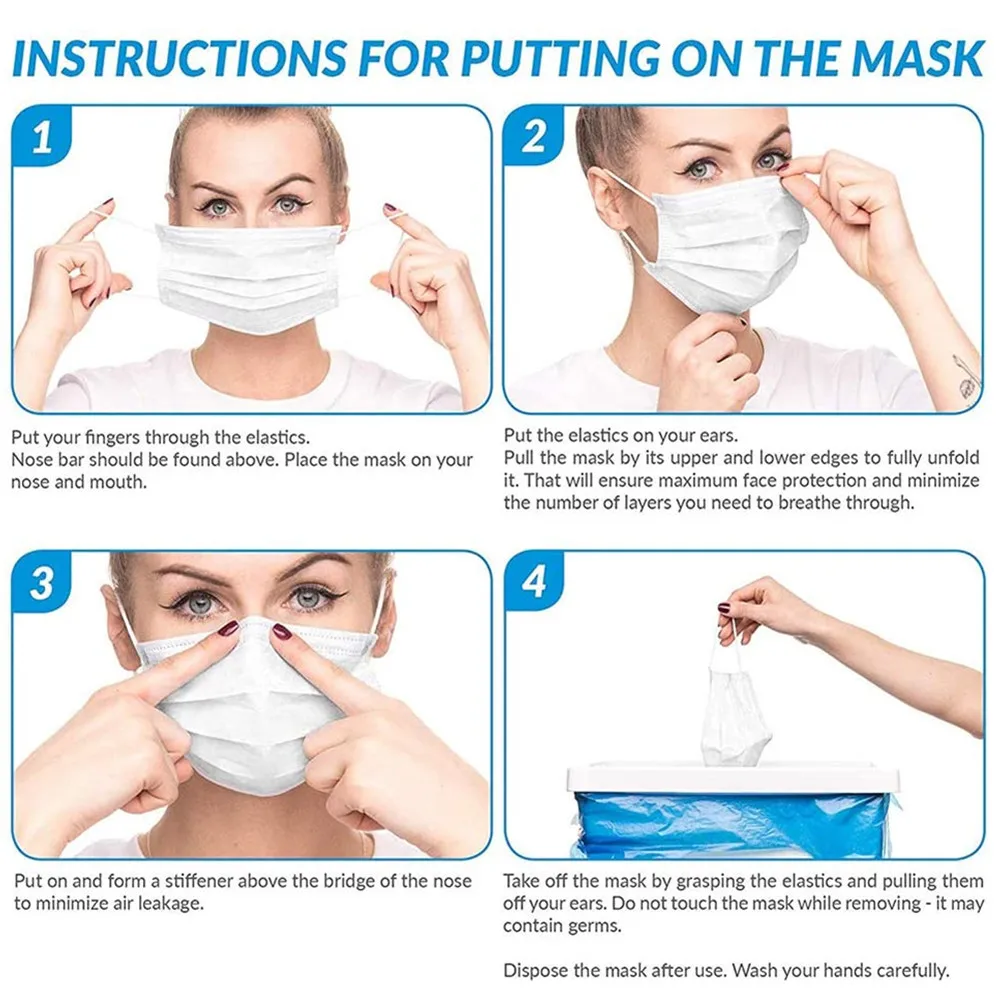 50Pcs/Box Disposable Non-woven Mask White Three-layer Folding Protective Dustproof Sneeze Antivirus New 2020 Hot Sale | Аксессуары для
