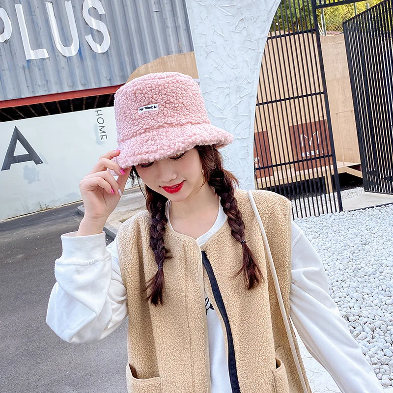 

Lamb Faux Fur Bucket Hat Winter Warm Teddy Velvet Hats for Women Lady Thicken Bob Panama Outdoor Fisherman Hat Caps