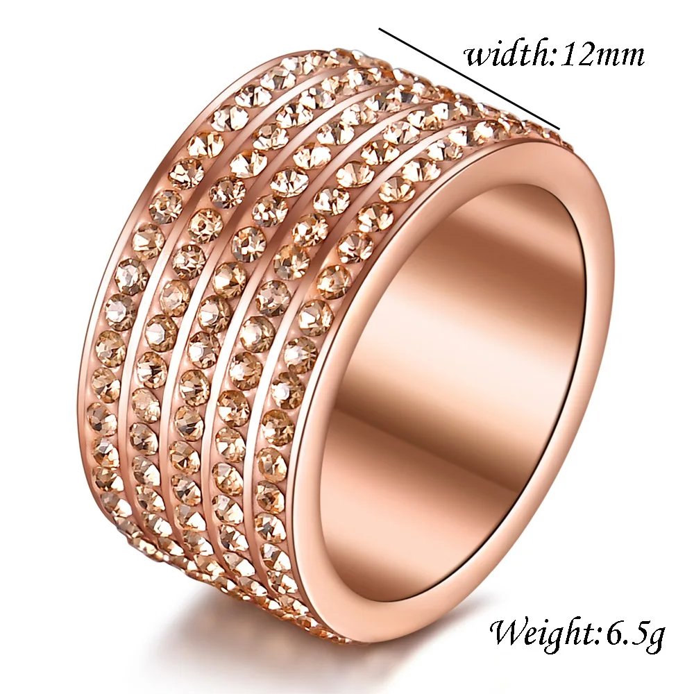 Модные ювелирные изделия из нержавеющей стали кристалл свадебные кольца для