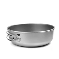 600ml keith titanium folding bowl camping cookware noodle soup bowl sauce relish rice bowl with folding handle ti5326