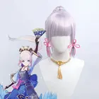 Синтетический парик с короткими волосами и челкой, клипса для конского хвоста в Ayaka Kamisato, парики для косплея Genshin impact для женщин, серебристо-фиолетовый