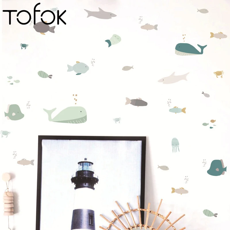 Tofok наклейки на стену с изображением морской рыбы самоклеящиеся для детской