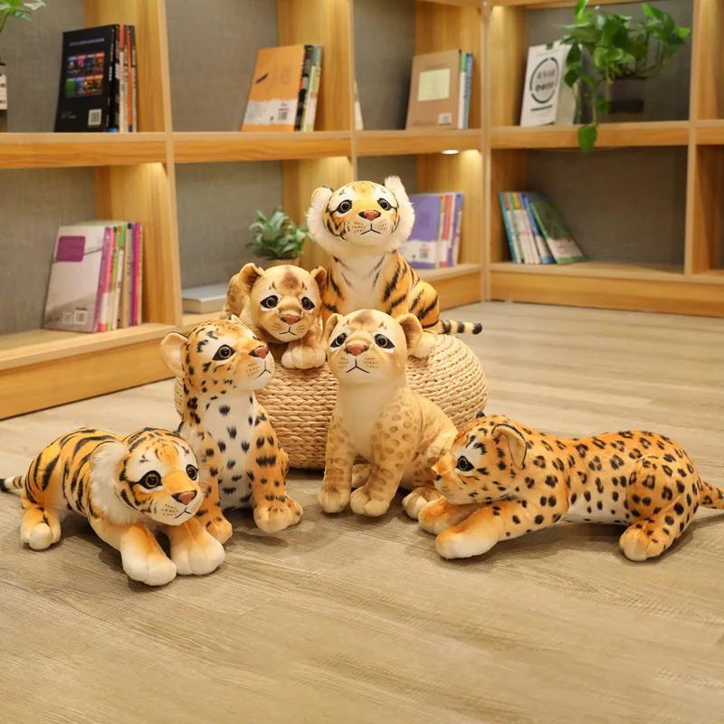 

30cm Cartoon Plush Tiger Toys Soft Simulation Lion Lepoard Dolls Stuffed Animal Pillow Room Decor Toys Birthday Gifts