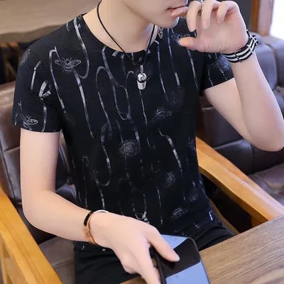

Summer men's short-sleeved t-shirt 2020 new trend Korean version of the loose seven points in the sleeves cotton