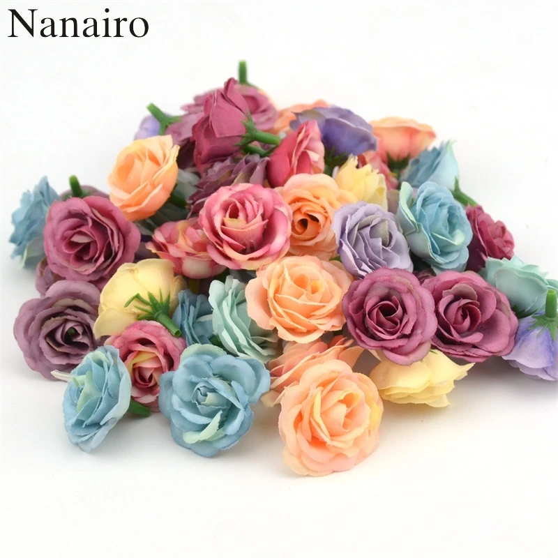 

10pcs 4.0cm Mini Rose Cloth Artificial Flower For Wedding Party Home Room Decoration Marriage Shoes Hats Accessories Silk Flower