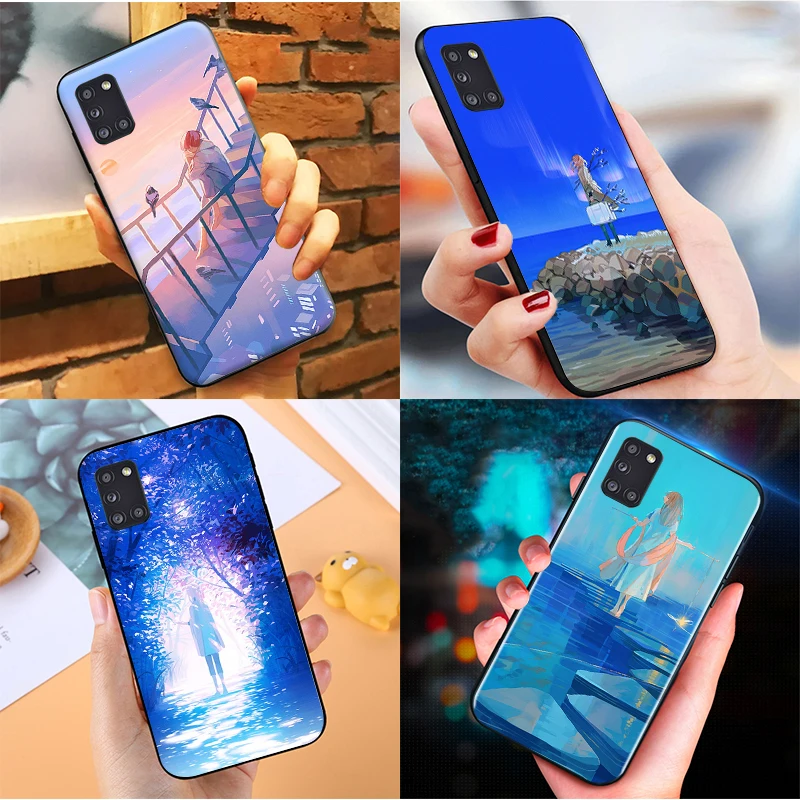 

Phone Case For Samsung Galaxy A31 A32 5G Letters With Flowers Funda Coque Carcasa Cases Mermaid Bridge The Sea