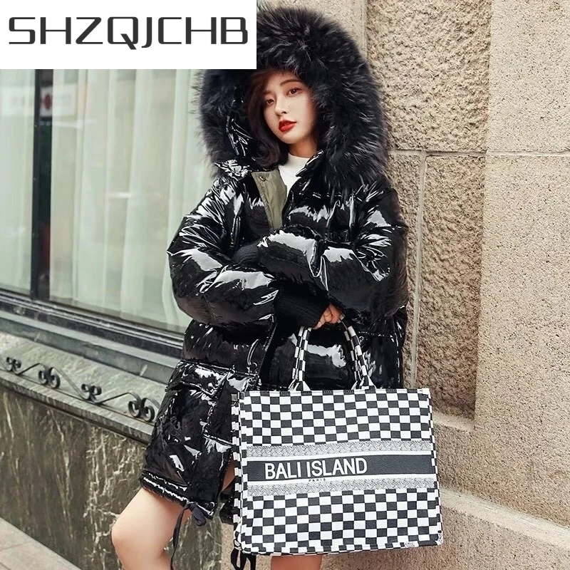 

JCGB 2021 Women's Winter Down Jacket Korean Coat Female Warm Thick White Duck Down Parkas Woman Hooded Raccoon Dog Fur Collar