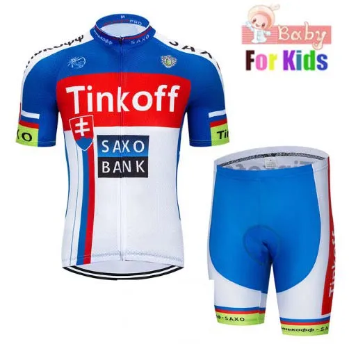 2018 г. Дышащий Детский комплект из Джерси для велоспорта Tinkoff шорты Детская