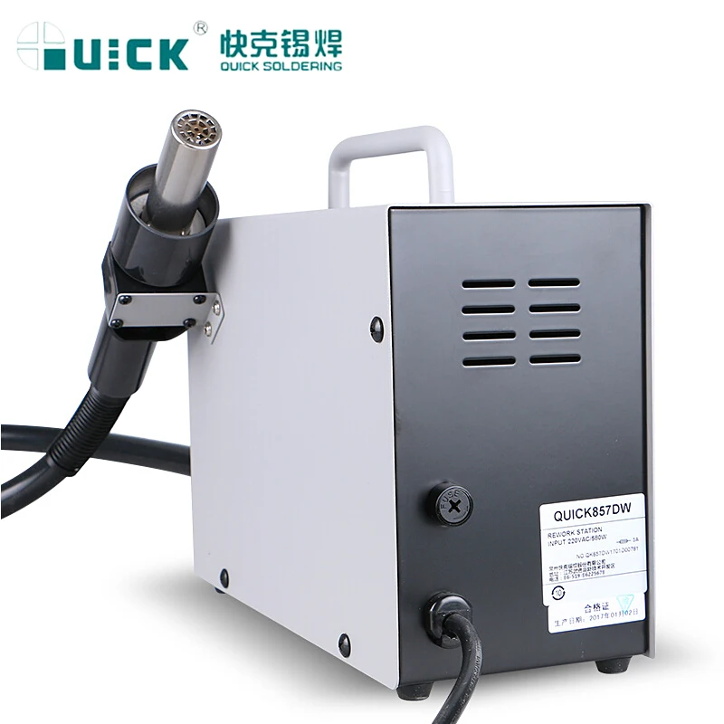 Быстрый 857DW + регулируемый фена паяльная станция винтовой ветер 580 Вт SMD с