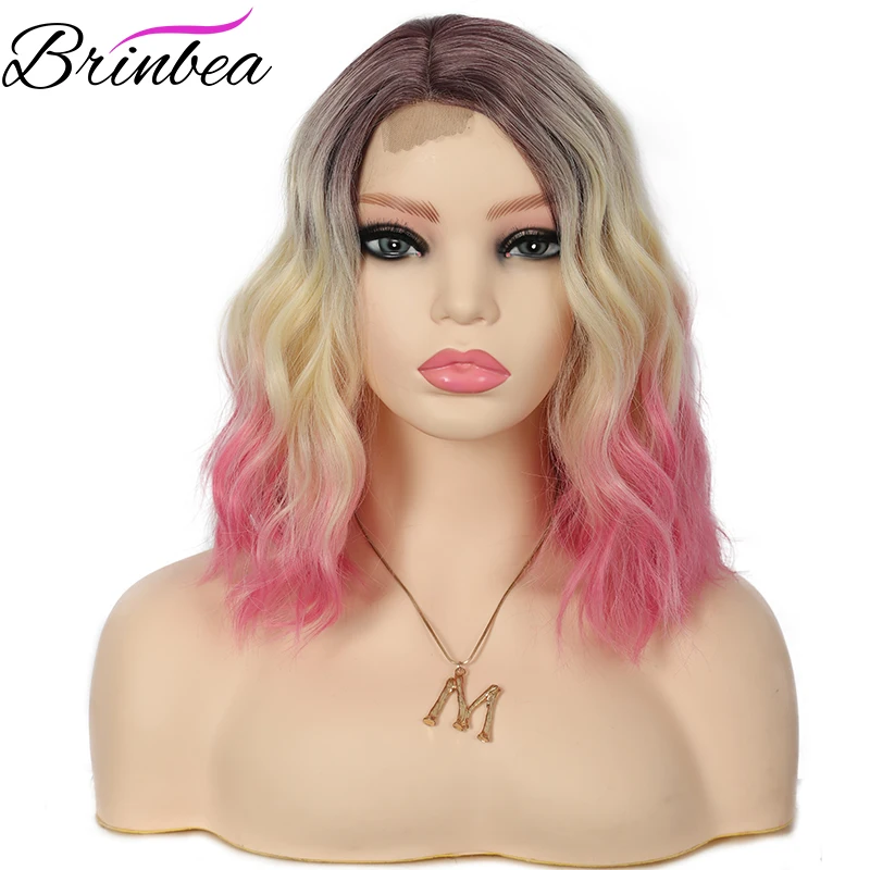 

Brinbea Synthetic Hair 12 Inches Short Wavy Fake Scalp Handmake Wig For Women Side Part Natural Female Heat Resistant Fiber Hair