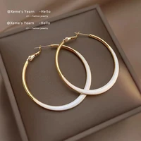 2022 new european and american temperament white enamel metal hoop earrings simple accessories for womans fashion jewelry party