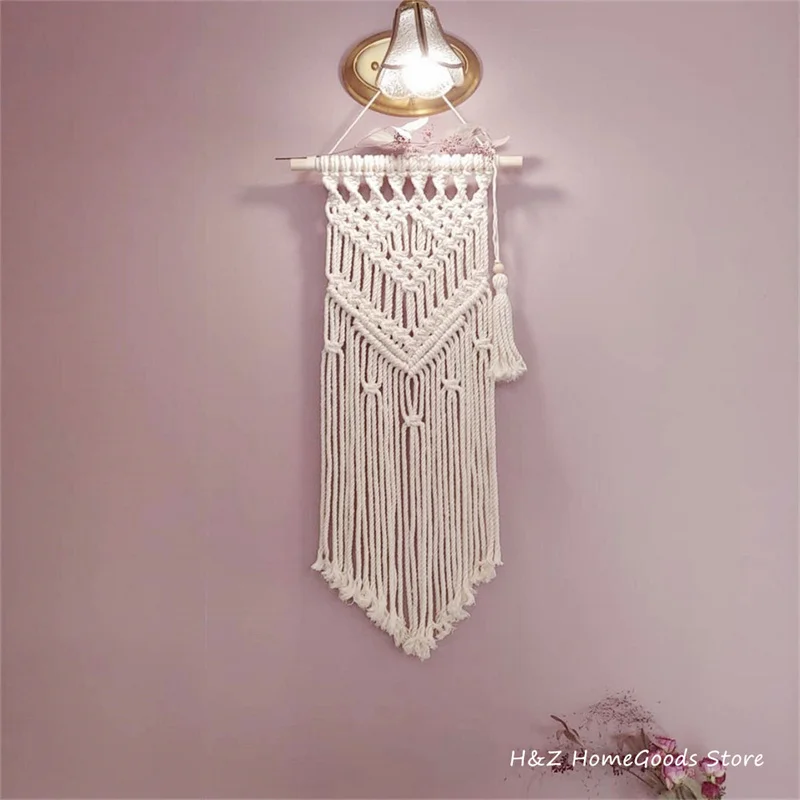 

Гобелен макраме Bobo, настенный подвесной черный и белый, ручная работа, скандинавский художественный декор с кисточками для гостиной, эстети...