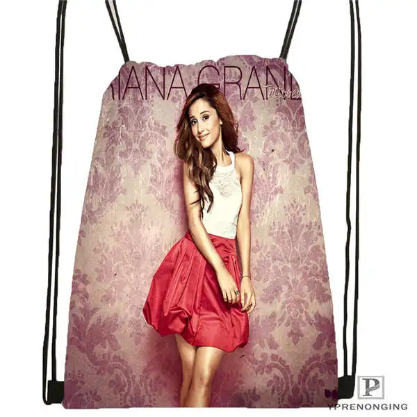 Drawstring Backpack Изготовленный На Заказ Ariana-Grande@ 02-походная сумка на шнурке милый рюкзак для детей(черная спинка) 31x40 см#180611-03-114 - Цвет: Drawstring Backpack