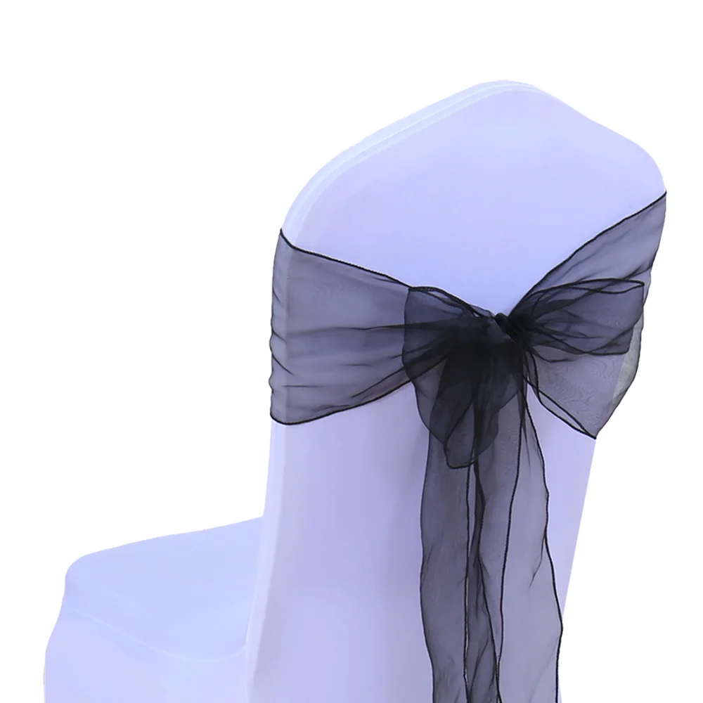 Бесплатная доставка 10 шт. прозрачный стул из органзы с бантом 7x108 дюймов поясом