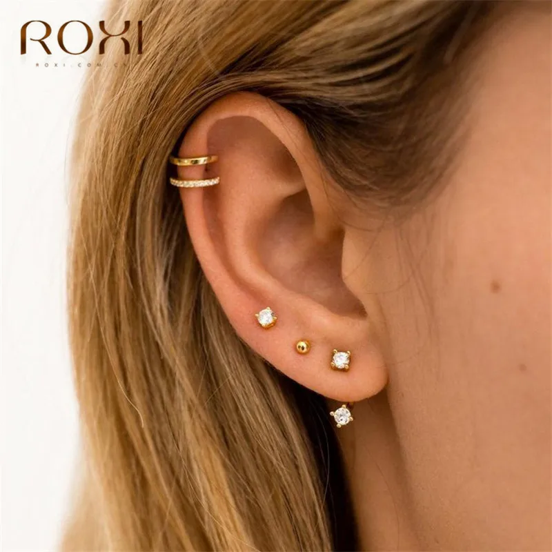 ROXI модные маленькие ушные манжеты полые u-образные клипсы на сережках альпинистские без имитация Пирсинга Хряща Серьги из стерлингового серебра 925 пробы