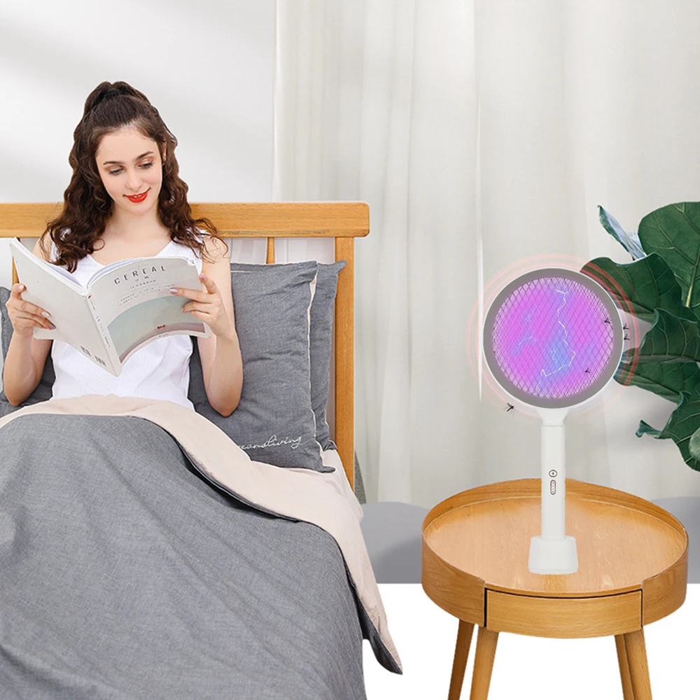 

2 in 1 Electric Fly Swatter & Mosquito Lamp 2200V High Voltage Portable Mosquitoes Trap with Purple Light & Electric Shock
