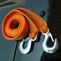3 tons 4 meter flsorescence universal car tow cable towing strap rope truck pulling rope with wrought iron hooks