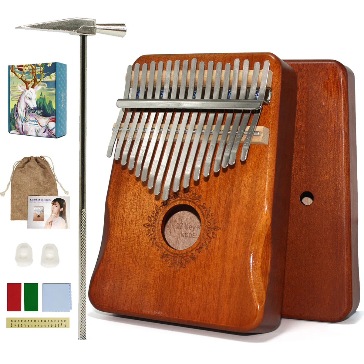 Калимба 17 клавиш пальцевое пианино корпус из красного дерева музыкальный