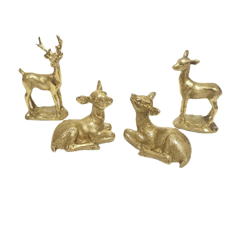 

1pcs pure copper ornaments gold fawn Brass ornaments tissue box coffee table desk computer desk free collocation ornaments