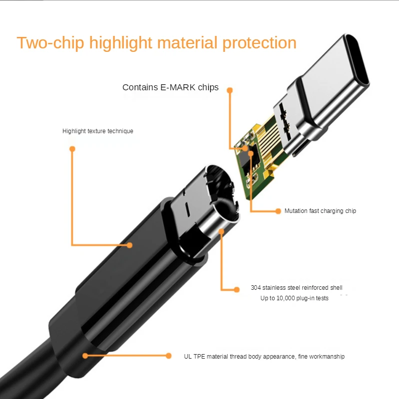 Переходник Por 100 Вт 20 в 5 А USB Type C квадратный штекер быстрое зарядное устройство PD
