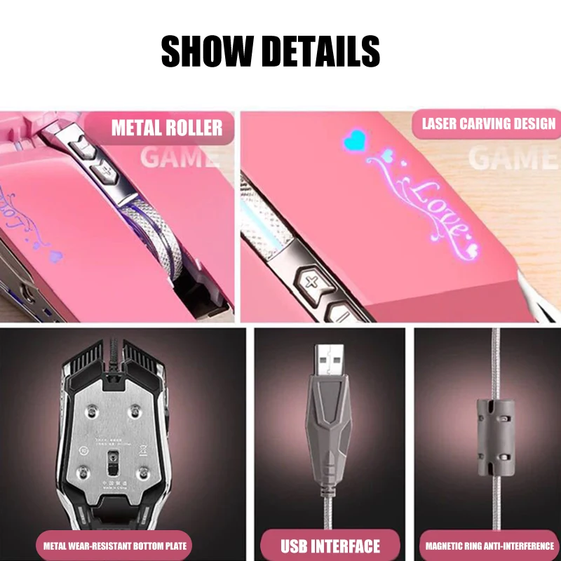 

Ergonomic Wired Gaming Mouse 7 Button LED 3200DPI USB RGB Computer Mouse with Backlight for PC Laptop H-best